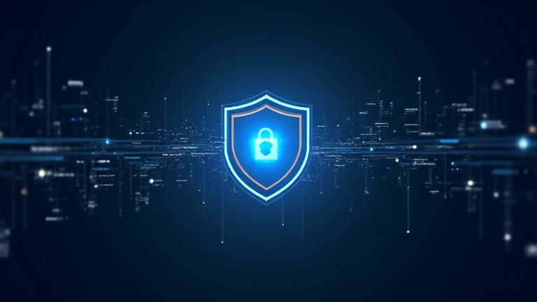 개인정보 보호를 상징하는 추상적인 보안 실드